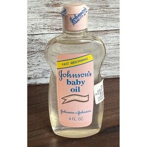 Johnson's Baby Oil 4 fl oz Vintage Pink Plastic Bottle w/ Flip Top NEW & SEALED!